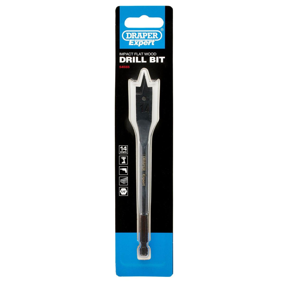 Draper Expert Flat Wood Bit, 14 x 150mm : Model No. FB102