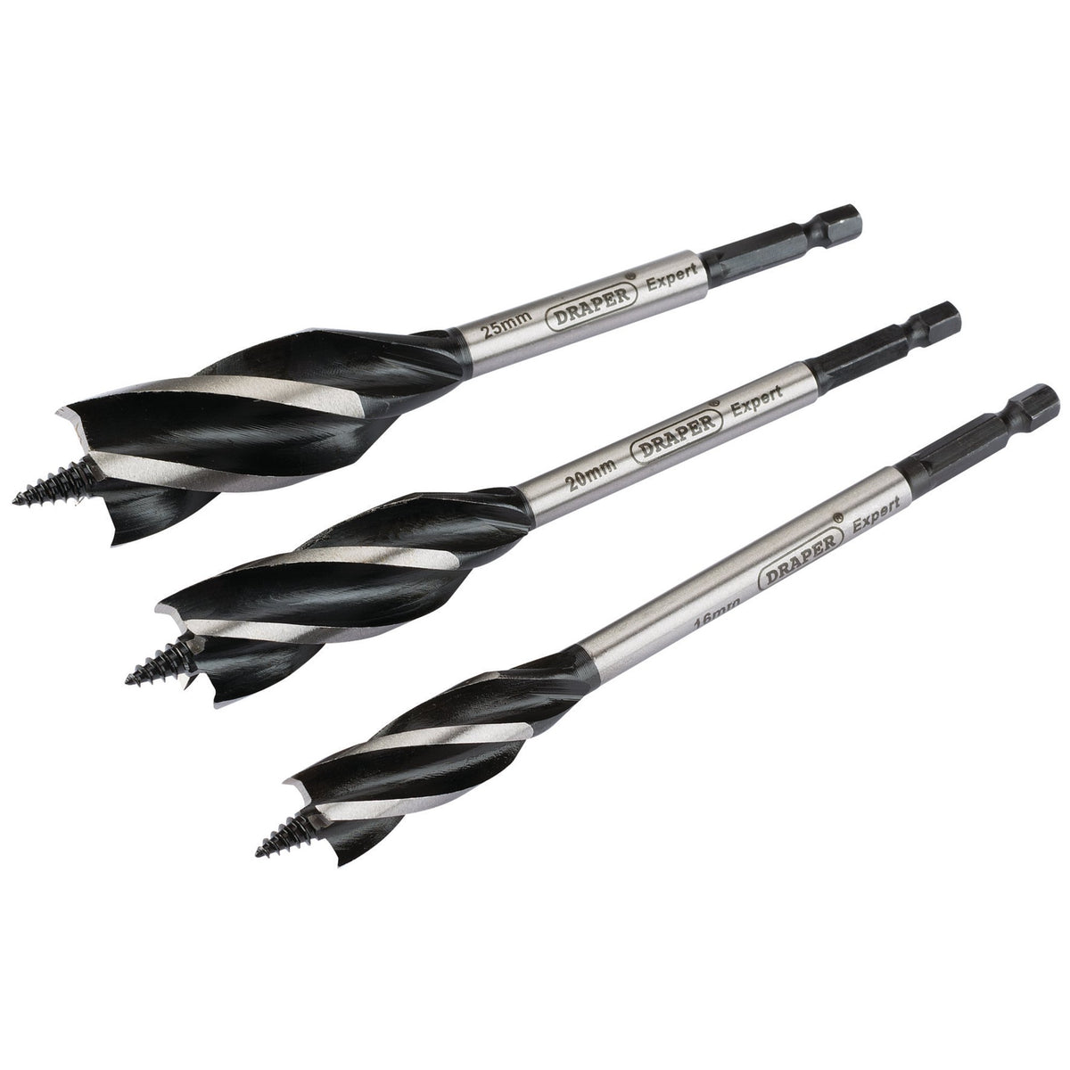 Draper Expert 4 Fluted Auger Bit Set, 165mm (3 Piece) : Model No. AB4F/B