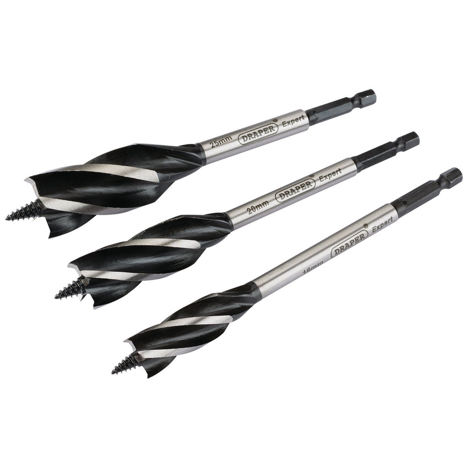 Draper Expert 4 Fluted Auger Bit Set, 165mm (3 Piece) : Model No. AB4F/B