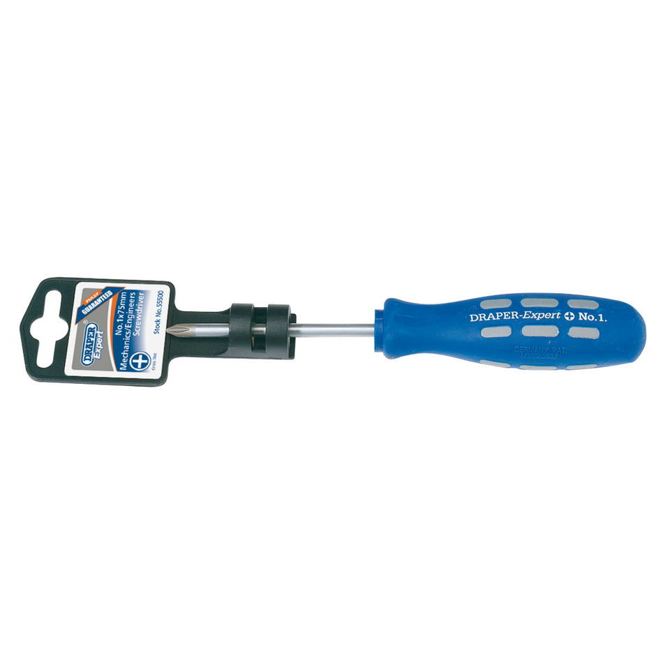 DRAPER Expert No 1 x 75mm Cross Slot Mechanics Screwdriver (Display Packed): Model No.870CS