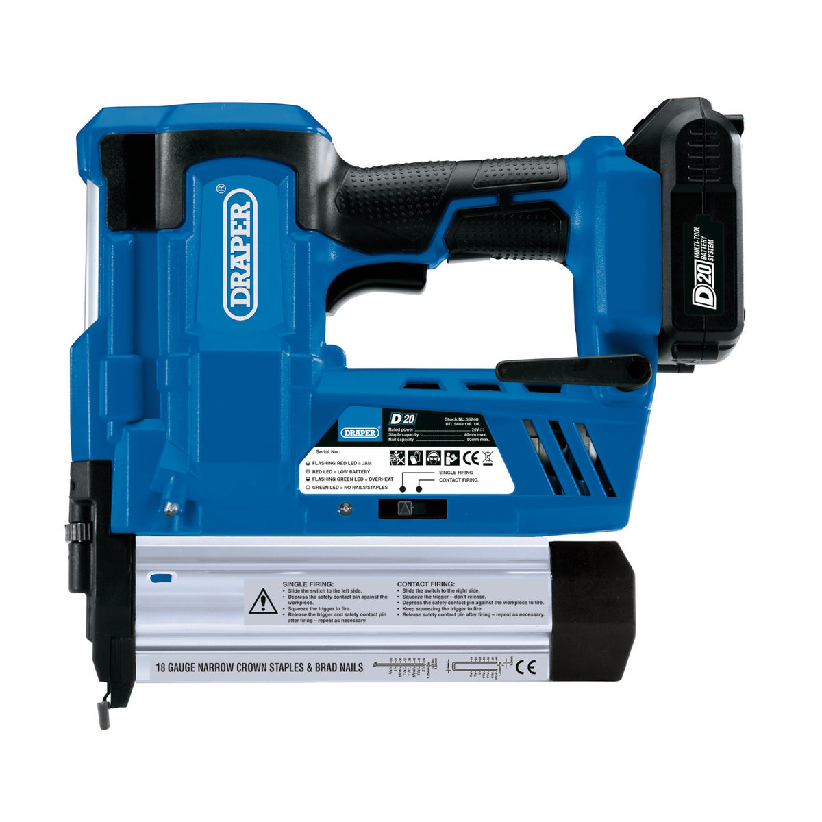 D20 20V Nailer/Staplier - Bare: Model No. D20NS