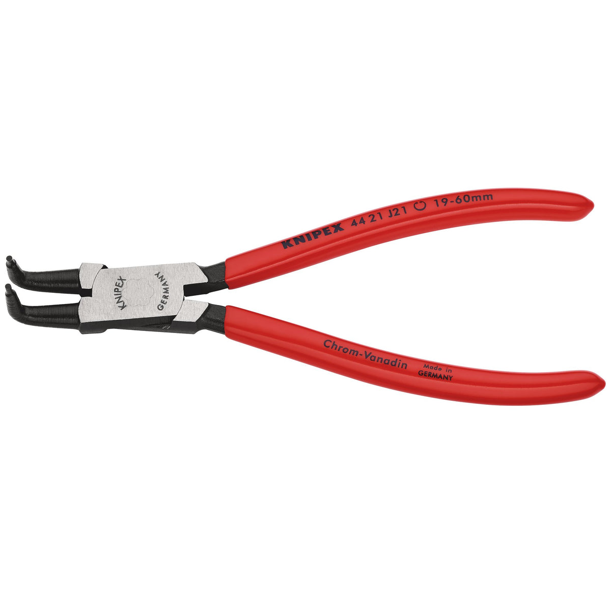 Knipex 19mm - 60mm J21 90&deg; Bent Internal Circlip Pliers : Model No.44 21 J21 SBE