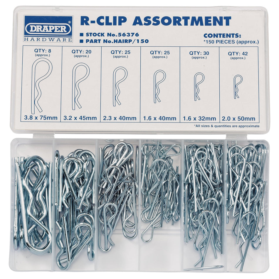 DRAPER 150 Piece R Clip Assortment: Model No.HAIRP/150