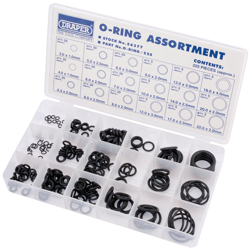 DRAPER 225 Piece O Ring Assortment: Model No.O-RING/225