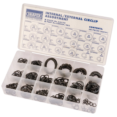 DRAPER 285 Piece Internal and External Circlip Assortment: Model No.CIRCLIP/285
