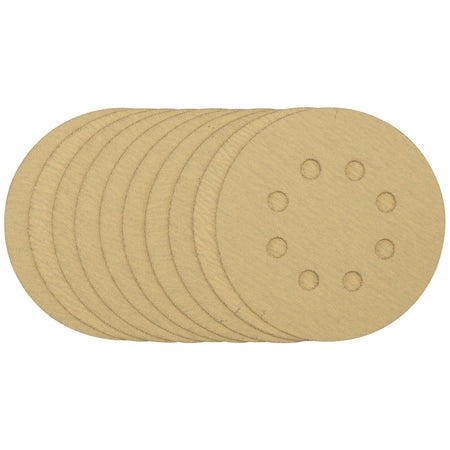 Gold Sanding Discs with Hook & Loop, 125mm, 120 Grit (Pack of 10): Model No. SDHALG125