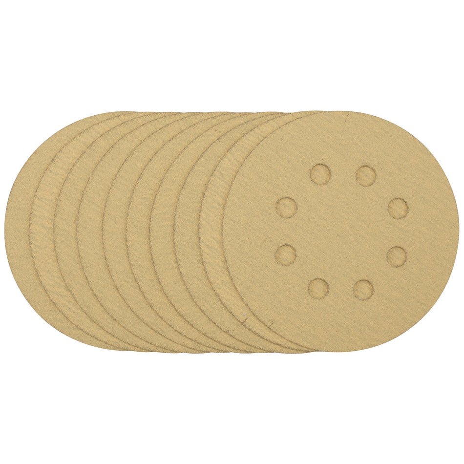 Gold Sanding Discs with Hook & Loop, 125mm, 120 Grit (Pack of 10): Model No. SDHALG125