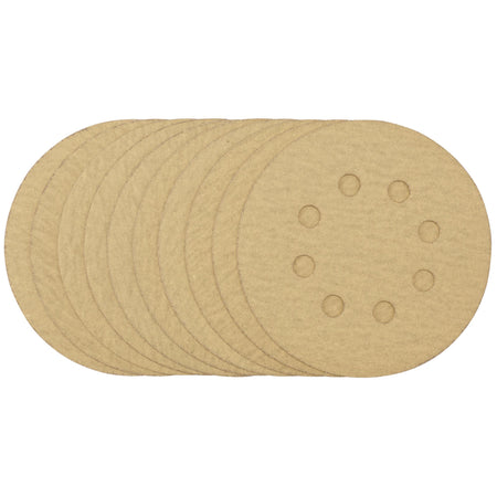 Gold Sanding Discs with Hook & Loop, 125mm, 180 Grit (Pack of 10): Model No. SDHALG125