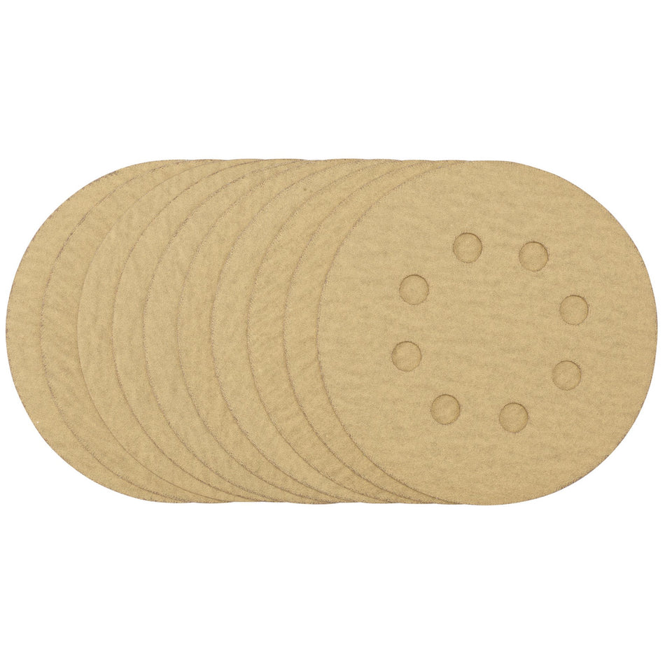 Gold Sanding Discs with Hook & Loop, 125mm, 180 Grit (Pack of 10): Model No. SDHALG125