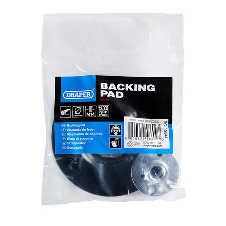 DRAPER 115mm Grinding Disc Backing Pad: Model No.APT9