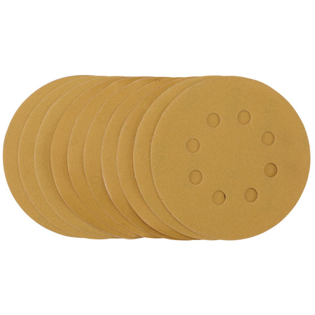 Gold Sanding Discs with Hook & Loop, 125mm, 320 Grit (Pack of 10): Model No. SDHALG125