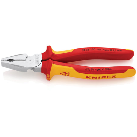 Knipex 200mm Fully Insulated High Leverage Combination Pliers : Model No.02 06 200