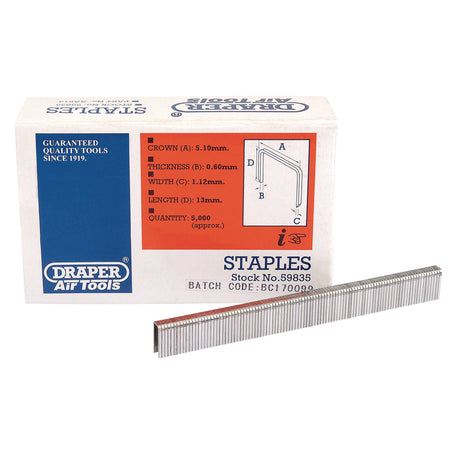 DRAPER 13mm Staples (5000): Model No.AAS13