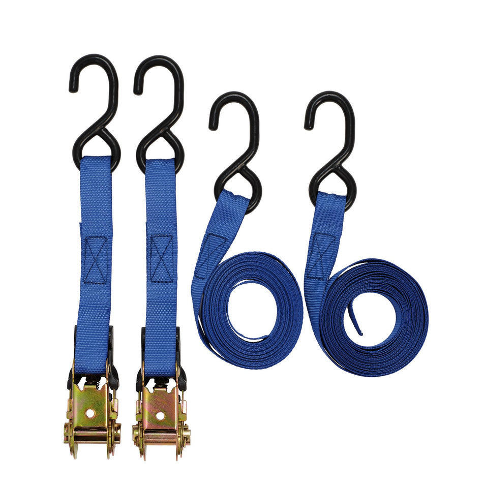 DRAPER 250kg 4 Piece Ratcheting Tie Down Straps : Model No.RTDS25B4/B