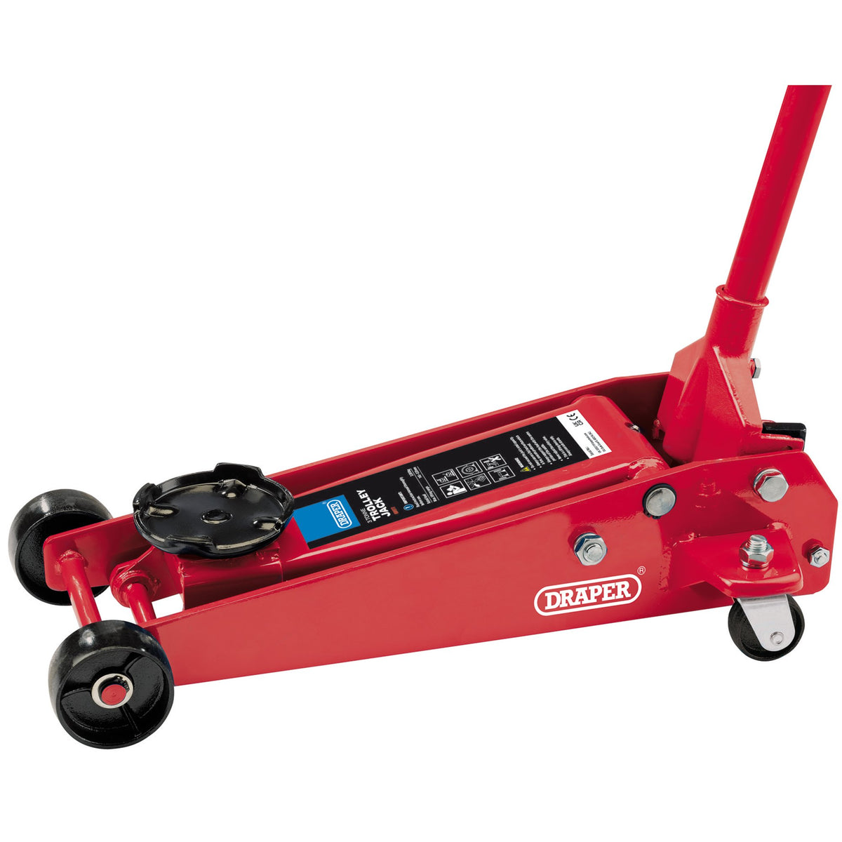 DRAPER 3 tonne Red Heavy Duty Garage Trolley Jack : Model No.TJ3HD/BR