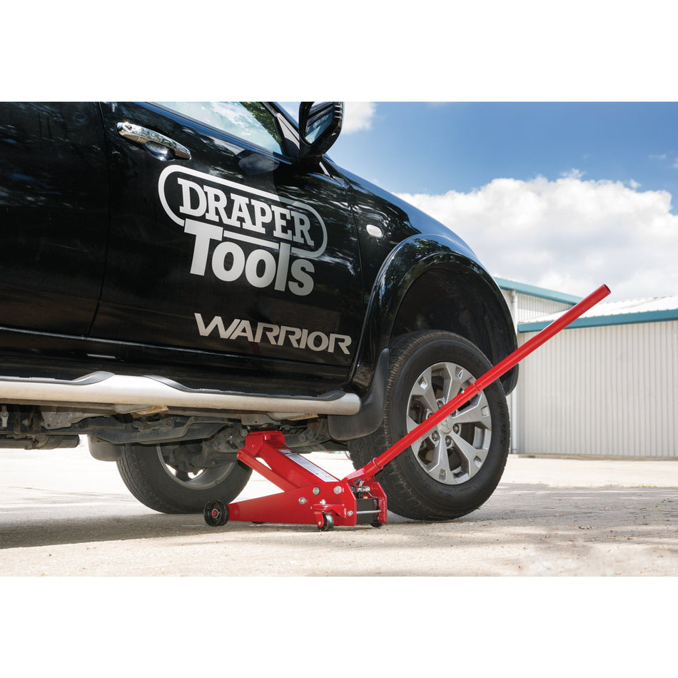 DRAPER 3 tonne Red Heavy Duty Garage Trolley Jack : Model No.TJ3HD/BR