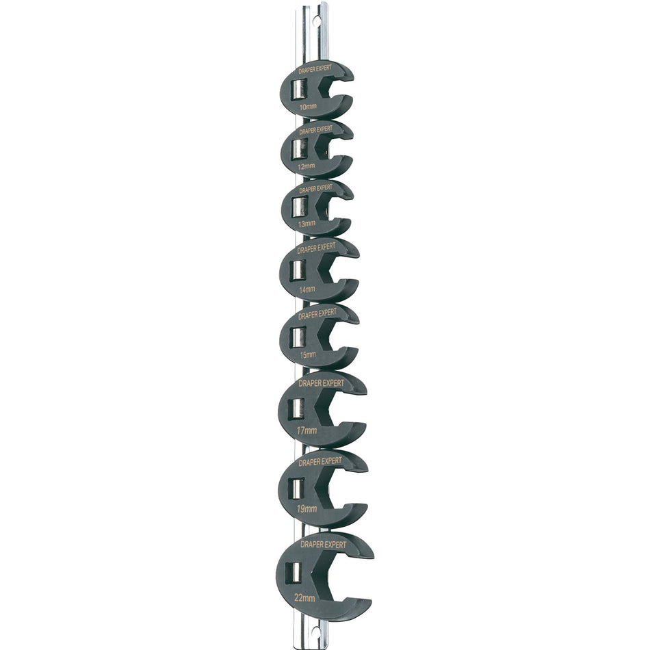 DRAPER Expert 3/8in. Square Drive 8 Piece Crow Foot Spanner Set: Model No.D-CRF8