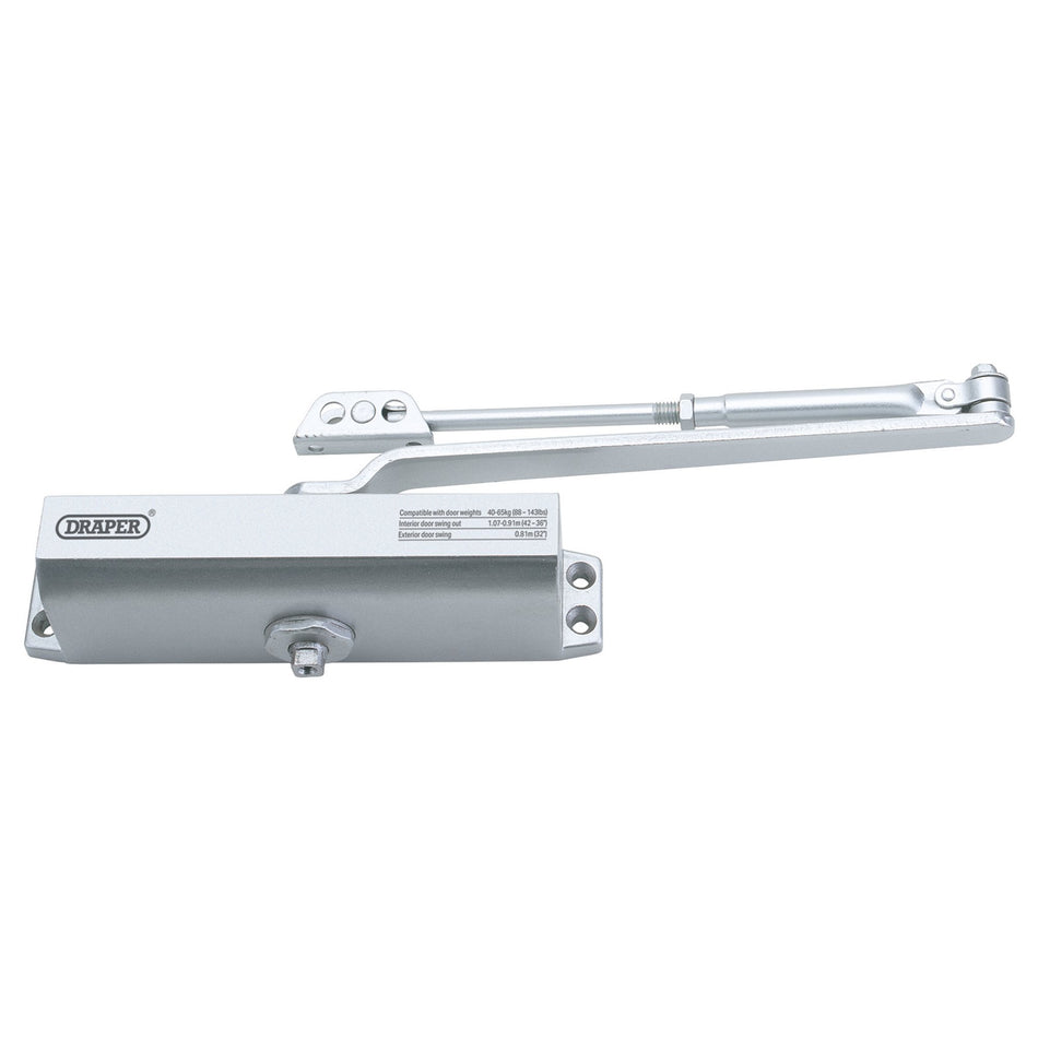 DRAPER Adjustable Automatic Door Closer for Doors Between 40kg and 65Kg: Model No.DC 40/65