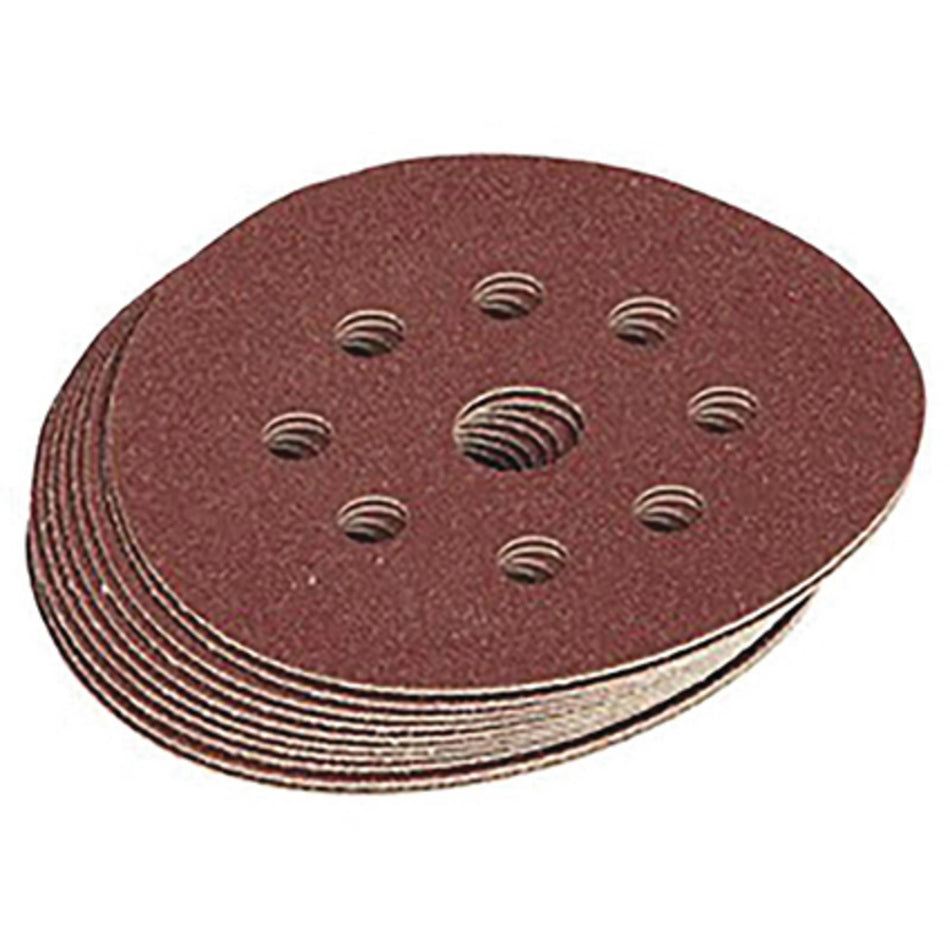 DRAPER Ten 125mm Assorted Grit Hook and Loop Sanding Discs: Model No.SD5V