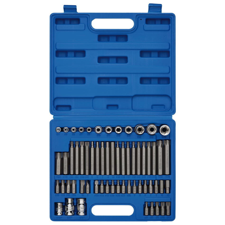 DRAPER Expert 61 Piece 3/8, 1/2" Sq. Dr. Mechanics Socket and Bit Set : Model No.MH61PRO/B