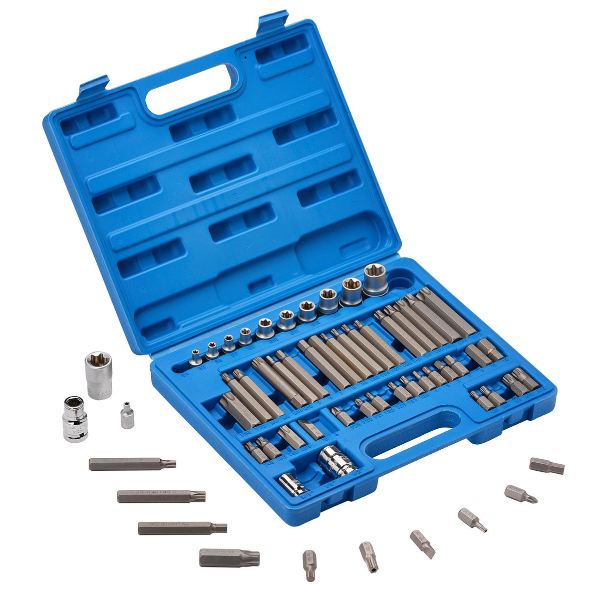 DRAPER Expert 61 Piece 3/8, 1/2" Sq. Dr. Mechanics Socket and Bit Set : Model No.MH61PRO/B
