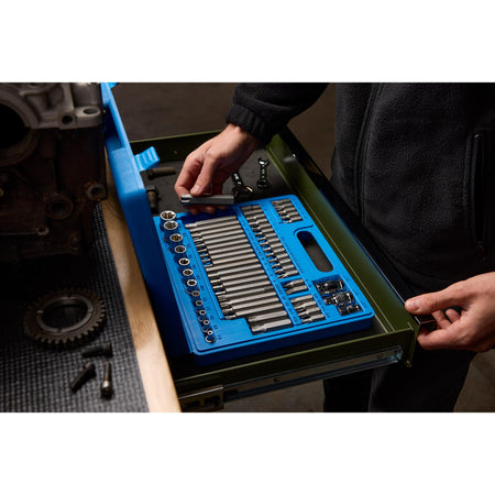 DRAPER Expert 61 Piece 3/8, 1/2" Sq. Dr. Mechanics Socket and Bit Set : Model No.MH61PRO/B