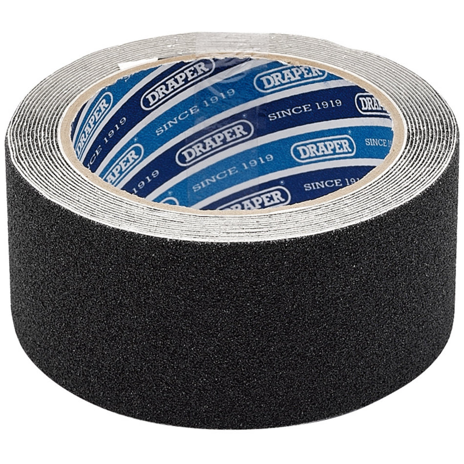 DRAPER 3.7M x 50mm Black Heavy Duty Safety Grip Tape Roll: Model No.TP-S/GRIP
