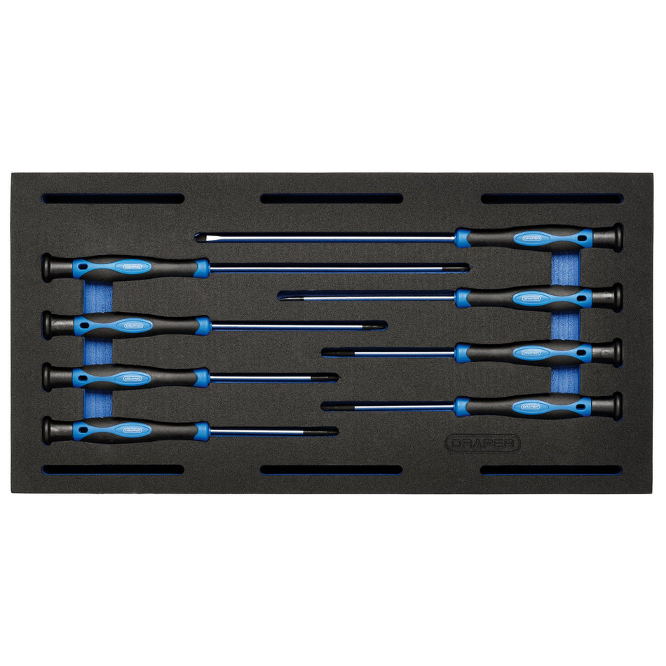 DRAPER Extra Long Precision Screwdriver Set in 1/4 Drawer EVA Insert Tray (8 Piece): Model No. IT-EVA14