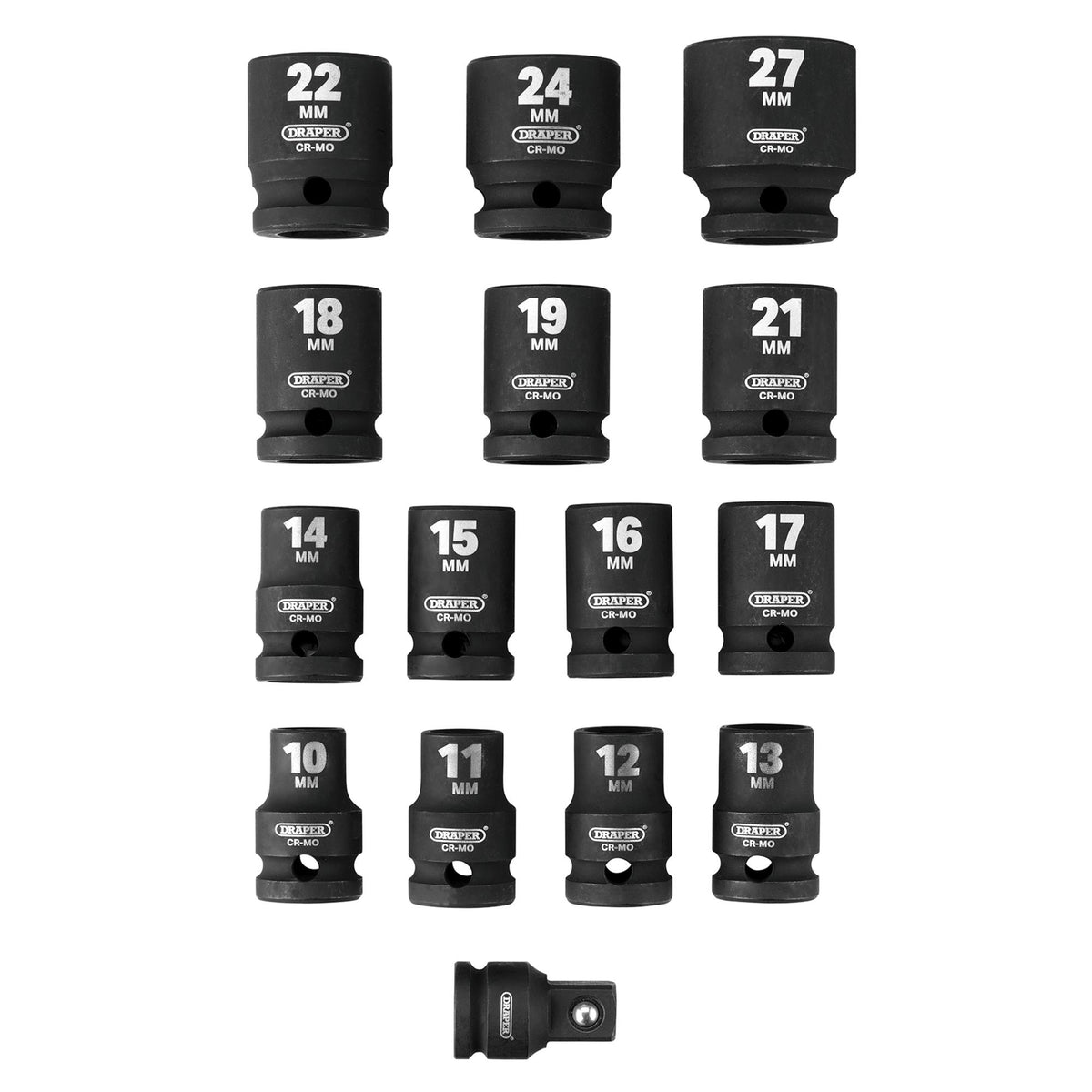DRAPER 1/2" Sq. Dr. Impact Socket Set in 1/4 Drawer EVA Insert Tray (15 Piece): Model No. IT-EVA18