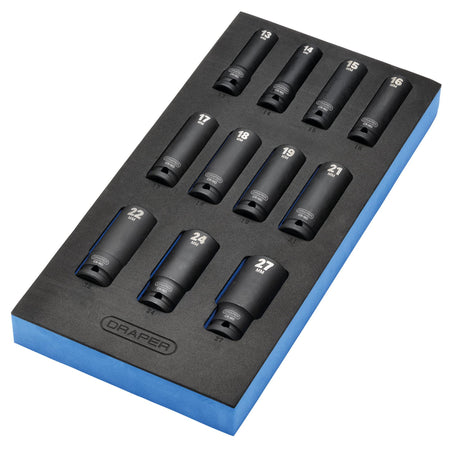 1/2" Sq. Dr. Impact Socket Set in 1/4 Drawer EVA Insert Tray (11 Piece): Model No. IT-EVA20