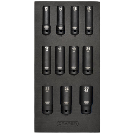 1/2" Sq. Dr. Impact Socket Set in 1/4 Drawer EVA Insert Tray (11 Piece): Model No. IT-EVA20