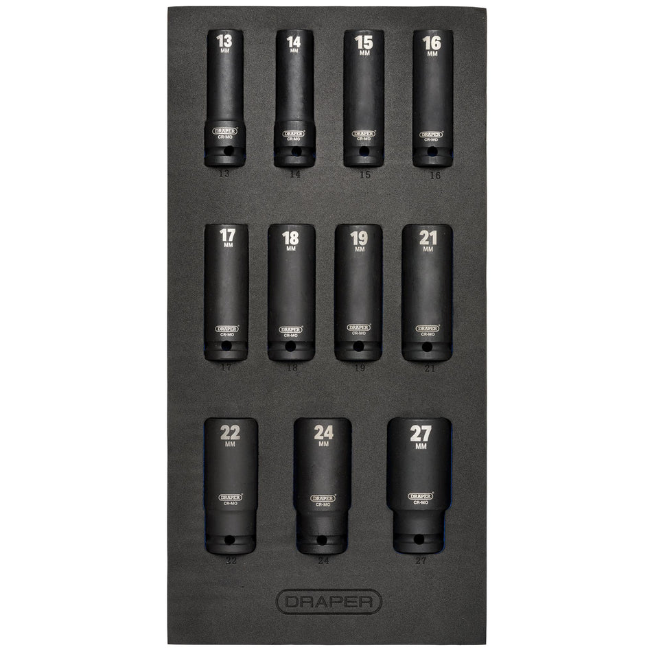 1/2" Sq. Dr. Impact Socket Set in 1/4 Drawer EVA Insert Tray (11 Piece): Model No. IT-EVA20