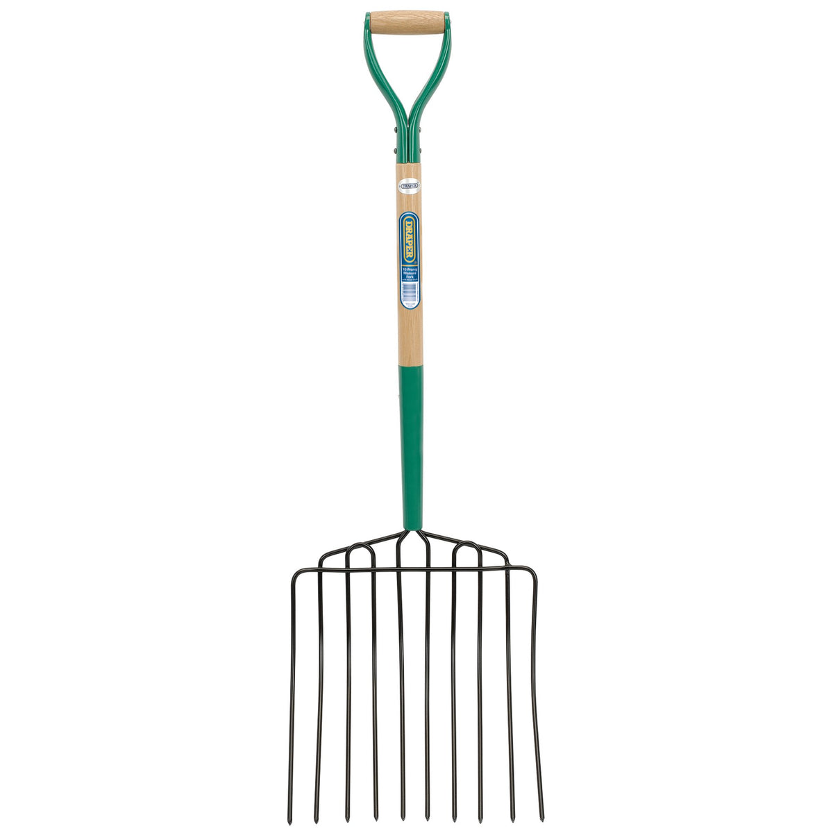 DRAPER 10 Prong Manure Fork with Wood Shaft and MYD Handle: Model No.AF10PSF/I