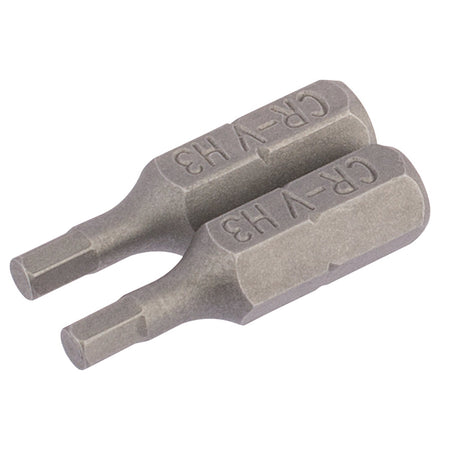 3mm 1/4" Hex. Hexagonal Insert Bit 25mm Long x 2: Model No. 25HX/2/B