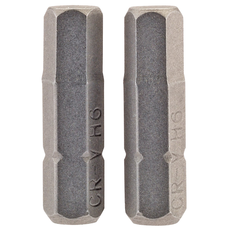6mm 1/4" Hex. Hexagonal Insert Bit 25mm Long x 2: Model No. 25HX/2/B