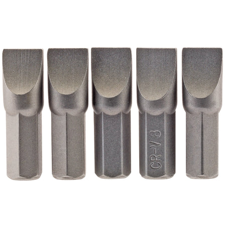 8.0mm 1/4" Hex. Plain Slot Insert Bit 25mm Long x 5: Model No. 25PS/5/B