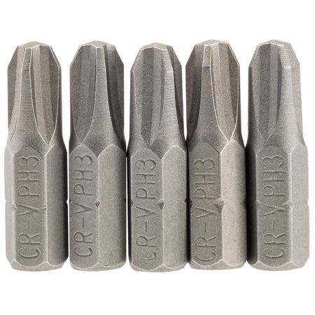 No.3 1/4" Hex. Cross Slot Insert Bit 25mm Long x 5: Model No. 25CS/5/B