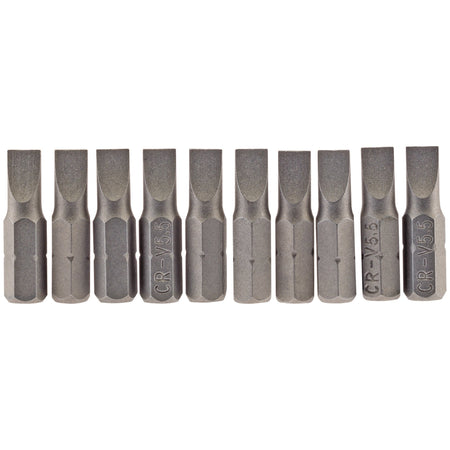 5.5mm 1/4" Hex. Plain Slot Insert Bit 25mm Long x 10: Model No. 25PS/10/B