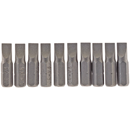 6mm 1/4" Hex. Plain Slot Insert Bit 25mm Long x 10: Model No. 25PS/10/B