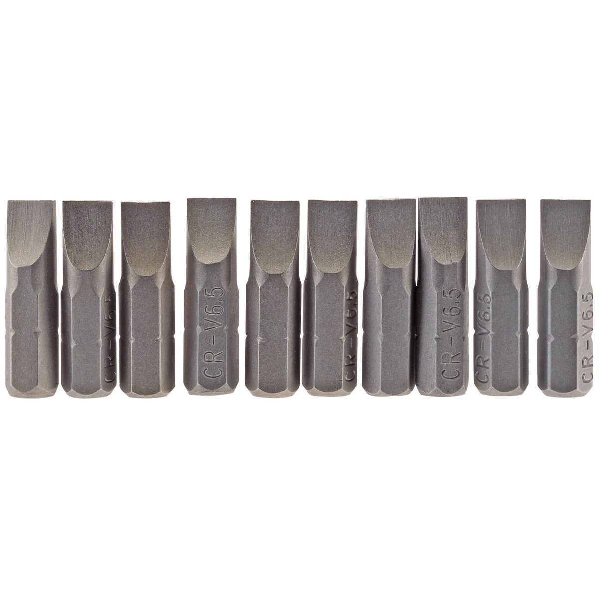 6.5mm 1/4" Hex. Plain Slot Insert Bit 25mm Long x 10: Model No. 25PS/10/B