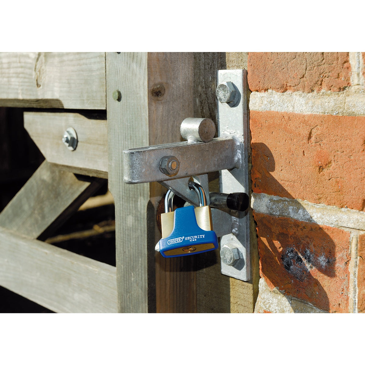 DRAPER 42mm Solid Brass Padlock and 2 Keys with Hardened Steel Shackle and Bumper: Model No.8303/42