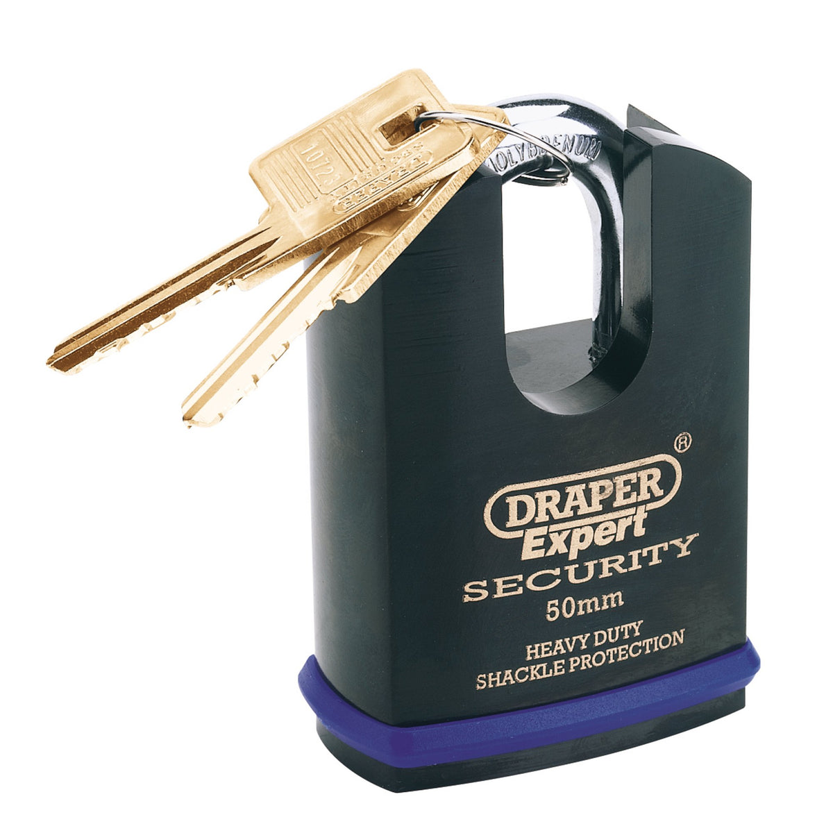 DRAPER Expert 50mm Heavy Duty Padlock and 2 Keys with Shrouded Shackle: Model No.8312/50