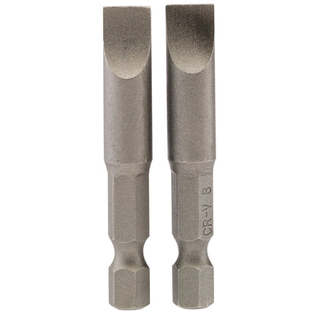 8mm 1/4" Hex. Plain Slot Insert Bit 50mm Long x 2: Model No. 50PS/2/B