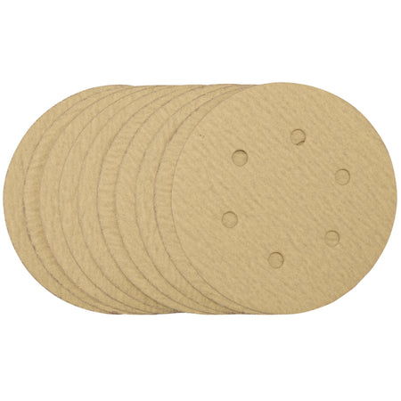 Gold Sanding Discs with Hook & Loop, 150mm, 180 Grit (Pack of 10): Model No. SDHALG150