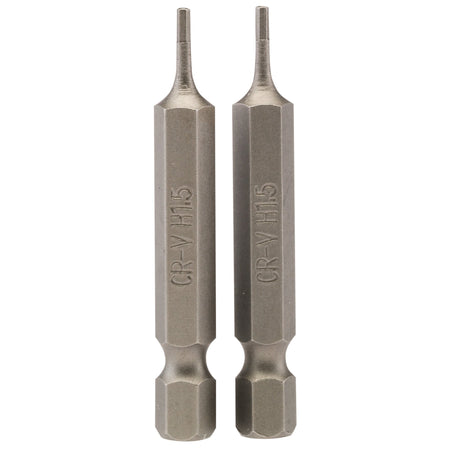 1.5mm 1/4" Hex. Hexagonal Insert Bit 50mm Long x 2: Model No. 50HX/2/B
