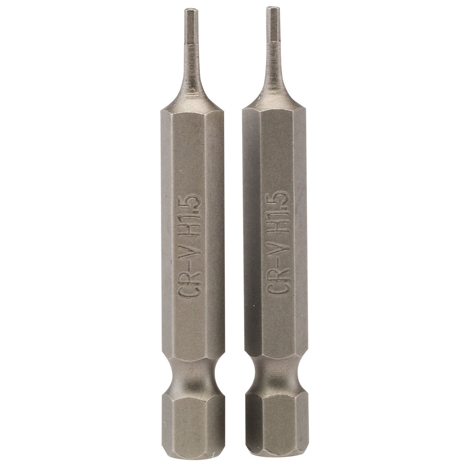 1.5mm 1/4" Hex. Hexagonal Insert Bit 50mm Long x 2: Model No. 50HX/2/B
