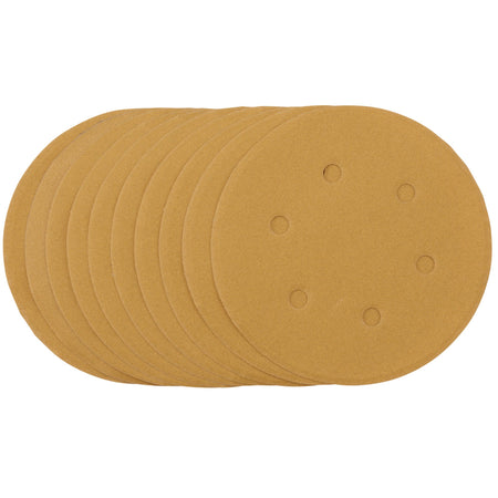 Gold Sanding Discs with Hook & Loop, 150mm, 240 Grit (Pack of 10): Model No. SDHALG150