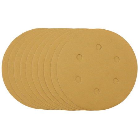Gold Sanding Discs with Hook & Loop, 150mm, 320 Grit (Pack of 10): Model No. SDHALG150