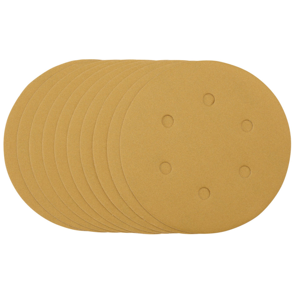 Gold Sanding Discs with Hook & Loop, 150mm, 320 Grit (Pack of 10): Model No. SDHALG150