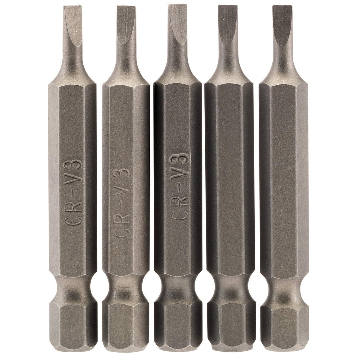 3mm 1/4" Hex. Plain Slot Insert Bit 50mm Long x 5: Model No. 50PS/5/B